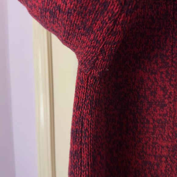 L.L. Bean 100% Lambswool Full Double Zip Knit Cardigan Sweater Size S Red Winter - Picture 10 of 13